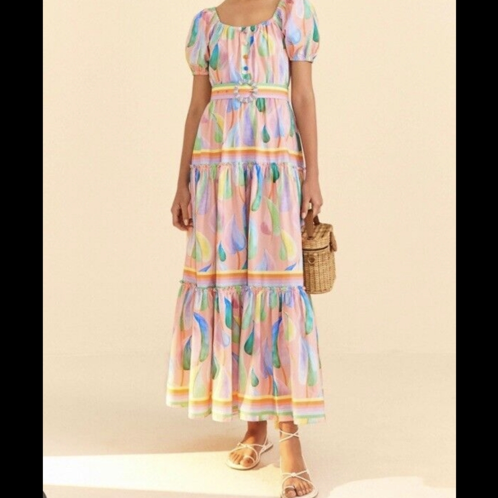 EUC Sz S FARM Rio maxi dress with belt